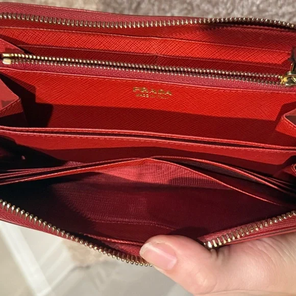 Prada red Saffiano Leather Wallet - Picture 10 of 13